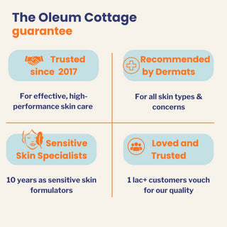 Oleum Cottage guarantee chart with icons and text on a white background