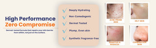 Non-comedogenic, dermat-tested barrier repair cream for acne-prone, oily, sensitive, rosacea and combination skin