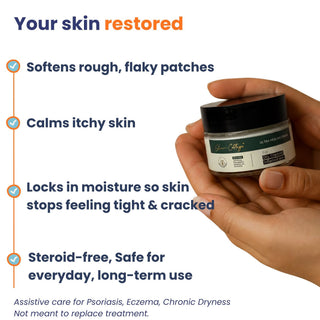 Ultra Healing Cream softens rough, flaky skin, calms itching, locks in moisture, and helps relieve eczema, psoriasis, chronic dryness, and cracked skin. Steroid-free cream for everyday use.