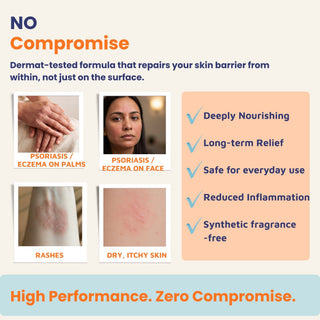  Oleum Cottage Small Patches Bundle supporting psoriasis, eczema, contact dermatitis, and chronic dry skin with skin barrier repair, itch relief, deep nourishment, and fragrance-free ingredients.