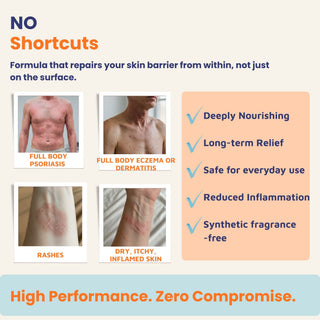 Large Patches Bundle for full body psoriasis, eczema, dermatitis, rashes and dry itchy skin with steroid-free barrier repair formula for long-term daily care.