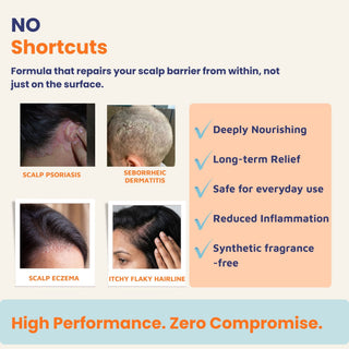  High-performance scalp care bundle for scalp psoriasis, seborrheic dermatitis, scalp eczema and itchy flaky hairline with deep barrier repair.