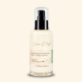 Oleum Cottage Calming Anti-Itch Lotion for psoriasis, eczema, and sensitive skin relief, 100ml pump bottle.