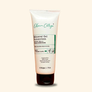 Oleum Cottage Mineral Gel Sunscreen SPF 45 PA++++, lightweight mineral sunscreen for sensitive, acne-prone, and oily skin, 50ml tube