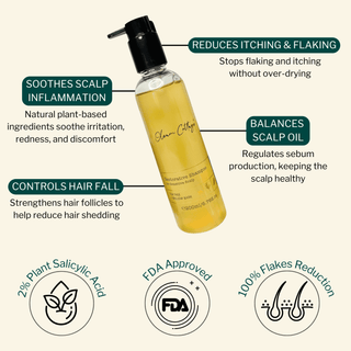 Benefits of Oleum Cottage Restorative Shampoo: Reduces itching, flaking, and balances scalp oil while preventing hair fall and nourishing roots.
